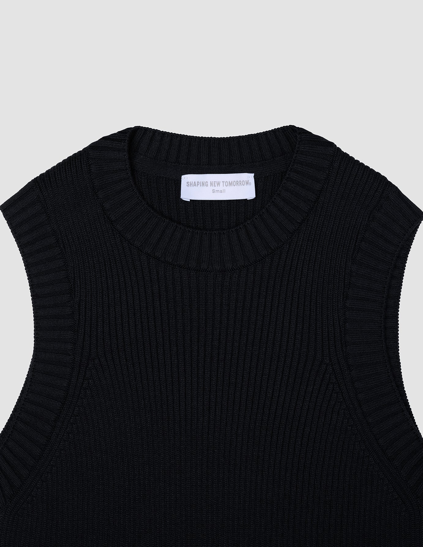 Women's Fine Knit Rib Vest Black